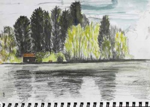 Himley, Dudley, A4; charcoal & watercolour
